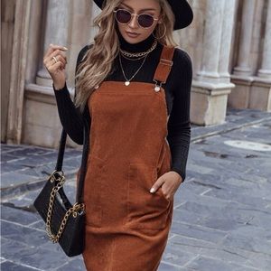 Double Pocket Corduroy Overall Dress Without Sweater